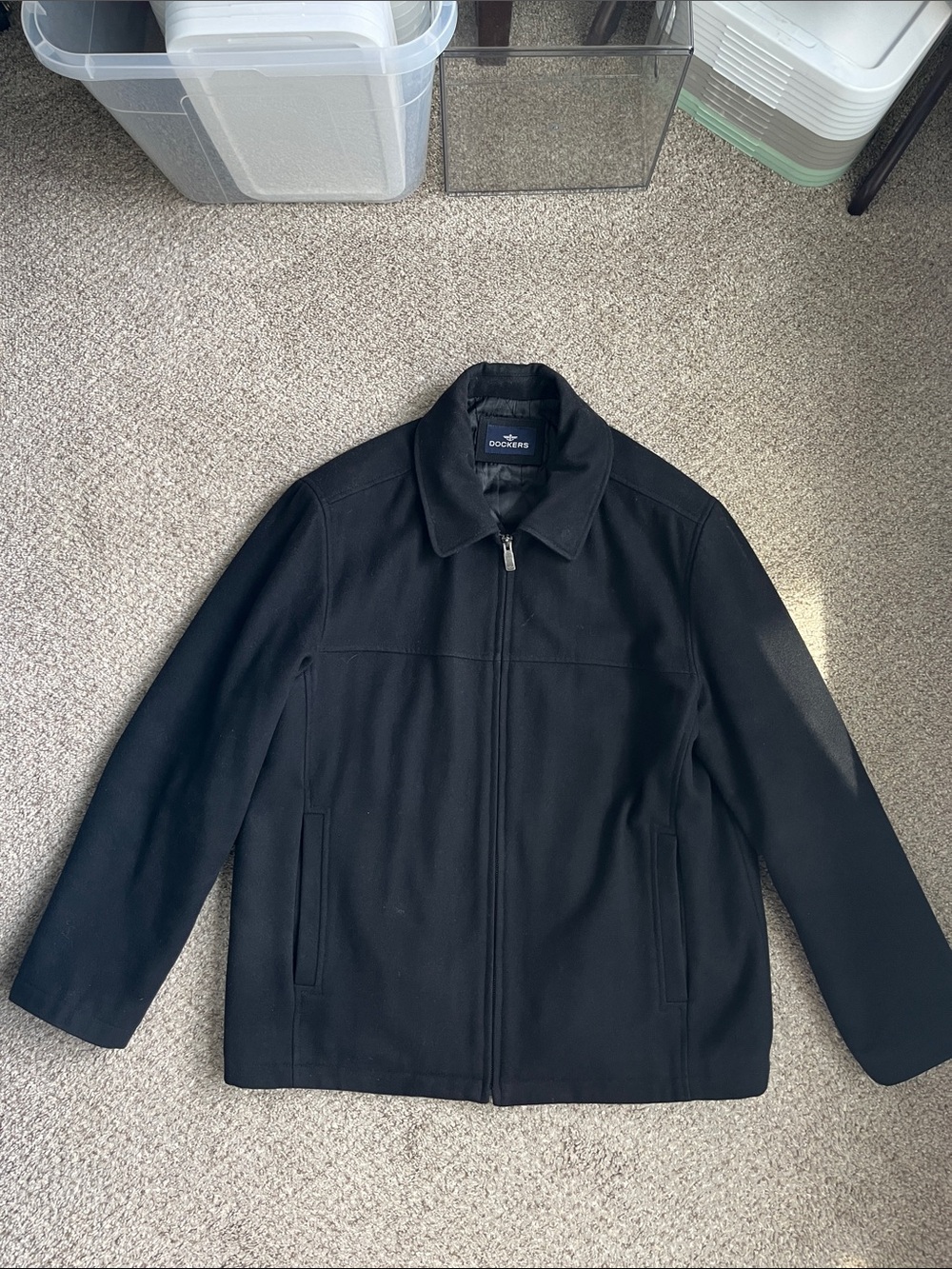 Dockers Men's Black Zip-Up Pea Coat